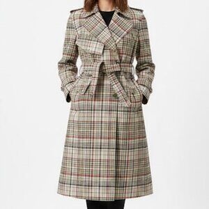 NEW Burberry Bonded Multicolor Plaid Trench Coat Size US 2